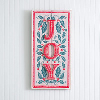CTW Home Collection Holly and Berries Joy Decorative Sign, 23.5-inch Height, MDF, Christmas Decor, Holiday Season