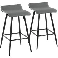 Ale Fixed Height Counter Stool, Black Counter Stools for Kitchen Counter, Counter Height Chairs, Bar Stools Set of 2, Counter Height Stools, Bar Stools for Kitchen Island (Grey Faux Leather)