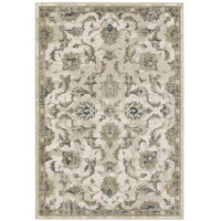 HomeRoots 509870 8 x 10 ft. Beige Gold Blue & Gray Oriental Power Loom Stain Resistant Rectangle Area Rug