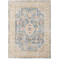 HomeRoots 532009 8 x 10 ft. Blue Floral Power Loom Rectangle Area Rug
