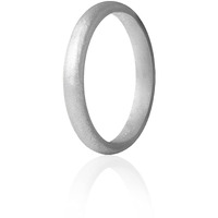 ROQ Silicone Rubber Wedding Ring for Women, Thin Stackable Rubber Silicone Wedding Band, Bridal Jewelry Set, Anniversary Rings, Promise Ring, Point Pave Edge, 2.5mm Wide 2mm Thick, Single, Silver, Size 11