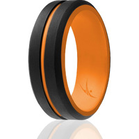ROQ Silicone Rubber Wedding Ring for Men, Comfort Fit, Men's Wedding Band, Breathable Rubber Engagement Band, 9mm Wide 2mm Thick, Dome Style Duo Collection, Single, Black & Red, Size 12