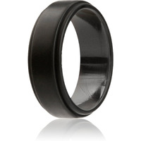 ROQ Silicone Wedding Ring for Men by, Singles Silicone Rubber Band Step Edge - Black - Size 5
