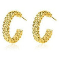 Love At First Sight 18 Kt Gold Plated 925 Sterling Silver Polished And Rose Gold Plated Cross Link Cable Earrings, Gold