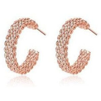 Love At First Sight 18 Kt Gold Plated 925 Sterling Silver Polished And Rose Gold Plated Cross Link Cable Earrings, Rose Gold
