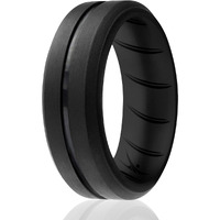 Silicone Wedding BR Middle Line Ring - Basic-Black by ROQ for Men - 7 mm Ring