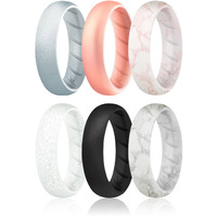 Silicone Wedding BR Solid Ring Set - Basic-Marble by ROQ for Women - 6 x 10 mm Ring