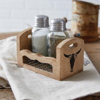 Colonial Tin Works Western Salt and Pepper Caddy, 4.5-inch Length, Kitchen Organizer Accessories, 370994