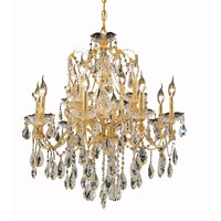 Elegant Lighting 2016D28G/RC Francis Collection 12-Light Hanging Fixture Royal Cut Crystals with Gold Finish