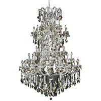 Elegant Lighting 2800G54C-GT/RC Royal Cut Smoky Golden Teak Crystal Maria Theresa 61-Light, Five-Tier Crystal Chandelier, Finished in Chrome with Smoky Golden Teak Crystals, 54" x 72", Chrome Finish