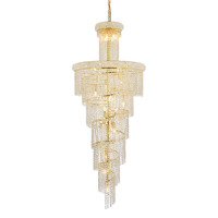 Elegant Lighting 1800SR30G/RC Royal Cut Clear Crystal Spiral 28-Light, Six-Tier Crystal Chandelier, Finished in Gold with Clear Crystals, 30" x 72", Gold Finish