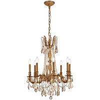 Elegant Lighting 9208D24FG-GT/RC Royal Cut Smoky Golden Teak Crystal Rosalia 8-Light, Single-Tier Crystal Chandelier, Finished in French Gold with Smoky Golden Teak Crystals