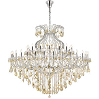 Elegant Lighting 2800G72C-GT/RC Royal Cut Smoky Golden Teak Crystal Maria Theresa 49-Light, Two-Tier Crystal Chandelier, 72" x 60", Finished in Chrome with Smoky Golden Teak Crystals
