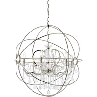 Elegant Lighting Geneva Collection 1130D32PN/RC 6-Light Pendant Lamp with Royal Cut Crystals, Polished Nickel Finish