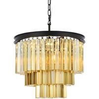 Elegant Lighting Sydney Collection 1201D20MB-GT/RC 9-Light Pendant Lamp with Royal Cut Golden Teak Crystals, Mocha Brown Finish