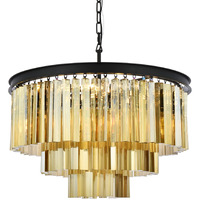 Elegant Lighting Sydney Collection 1201D26MB-GT/RC 9-Light Pendant Lamp with Royal Cut Golden Teak Crystals, Mocha Brown Finish
