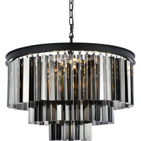 Elegant Lighting Sydney Collection 1201D26MB-SS/RC 9-Light Pendant Lamp with Royal Cut Silver Shade Crystals, Mocha Brown Finish