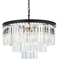 Elegant Lighting Sydney Collection 9-Light Pendant Lamp with Royal Cut Crystals, Mocha Brown Finish