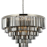 Elegant Lighting Sydney Collection 33-Light Pendant Lamp with Royal Cut Silver Shade Crystals, Polished Nickel Finish