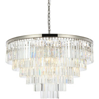 Elegant Lighting Sydney Collection 1201D44PN/RC 10-Light Pendant Lamp with Royal Cut Crystals, Polished Nickel Finish