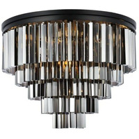 Elegant Lighting 1201F32MB-SS/RC Sydney Collection 17-Light Flush Mount with Royal Cut Silver Shade Crystals, Matte Black Finish