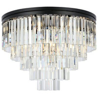 Elegant Lighting Sydney Collection 17-Light Flush Mount with Royal Cut Crystals, Mocha Brown Finish