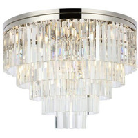 Elegant Lighting Sydney Collection 17-Light Flush Mount with Royal Cut Crystals, Polished Nickel Finish