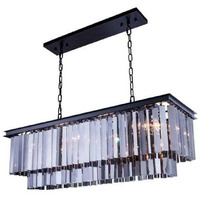 Elegant Lighting Sydney Collection 1202D40MB-SS/RC 12-Light Pendant Lamp with Royal Cut Silver Shade Crystals, Mocha Brown Finish