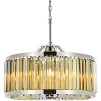 Elegant Lighting Chelsea Collection 8-Light Pendant Lamp with Royal Cut Golden Teak Crystals, Polished Nickel Finish