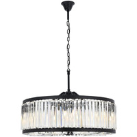 Elegant Lighting Chelsea Collection 1203D35MB/RC 10-Light Pendant Lamp with Royal Cut Crystals, Mocha Brown Finish