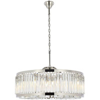 Elegant Lighting Chelsea Collection 1203D35PN/RC 10-Light Pendant Lamp with Royal Cut Crystals, Polished Nickel Finish