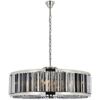 Elegant Lighting Chelsea Collection 1203G43PN-SS/RC 10-Light Pendant Lamp with Royal Cut Silver Shade Crystals, Polished Nickel Finish