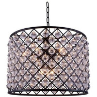 Elegant Lighting Madison Collection 1204D27MB/RC 8-Light Pendant Lamp with Royal Cut Crystals, Mocha Brown Finish