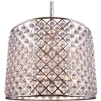 Elegant Lighting Madison Collection 1204D35PN/RC 12-Light Pendant Lamp with Royal Cut Crystals, Polished Nickel Finish