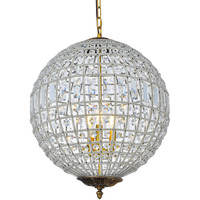 Elegant Lighting 1205 Olivia Collection 3-Light Pendent Lamp with Royal Cut Crystals, 17.5" Depth by 25.5" Height, French Gold Finish