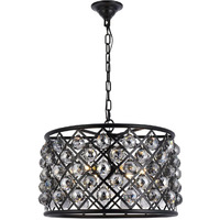 Elegant Lighting Madison Collection 6-Light Pendant Lamp with Royal Cut Silver Shade Crystals, Mocha Brown Finish