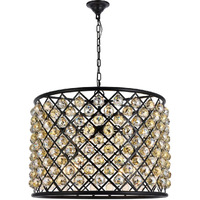 Elegant Lighting Madison Collection 8-Light Pendant Lamp with Royal Cut Golden Teak Crystals, Mocha Brown Finish