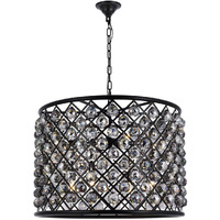 Elegant Lighting Madison Collection 8-Light Pendant Lamp with Royal Cut Silver Shade Crystals, Mocha Brown Finish