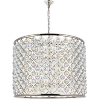 Elegant Lighting Madison Collection 1206D35PN/RC 12-Light Pendant Lamp with Royal Cut Crystals, Polished Nickel Finish