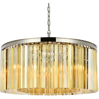 Elegant Lighting Sydney Collection 1208D31PN-GT/RC 8-Light Pendant Lamp with Royal Cut Golden Teak Crystals, Polished Nickel Finish