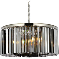Elegant Lighting Sydney Collection 1208D31PN-SS/RC 8-Light Pendant Lamp with Royal Cut Silver Shade Crystals, Polished Nickel Finish