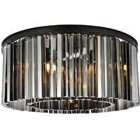 Elegant Lighting Sydney Collection 1208F31MB-SS/RC 8-Light Flush Mount with Royal Cut Silver Shade Crystals, Mocha Brown Finish