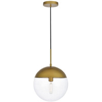 Living District Eclipse 1-Light Metal & Glass Pendant in Brass/Clear