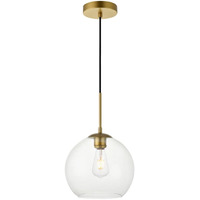 Living District Indoor Modern Home Decorative Bright Ceiling Baxter 1 Light Brass Pendant with Clear Glass