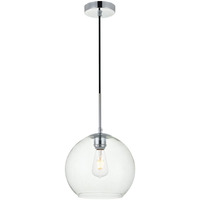 Living District Indoor Modern Home Decorative Bright Ceiling Baxter 1 Light Chrome Pendant with Clear Glass