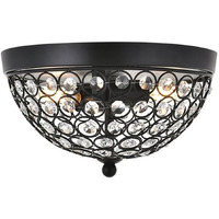 Living District Taye 2-Light Mid-Century Metal Flush Mount in Matte Black/Clear