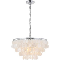 Living District Selene 4-Light Mid-Century Metal Pendant in Chrome and White