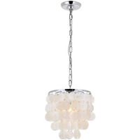Living District Selene 1-Light Mid-Century Metal Pendant in Chrome and White