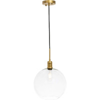 Living District Emett 1-Light Metal Pendant in Brass and Clear Glass