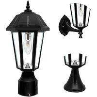 Gama Sonic Topaz Solar Light for Outdoors, LED Lamp for Wall Mount, Pier Mount, 3-Inch Fitter, Black, 149033